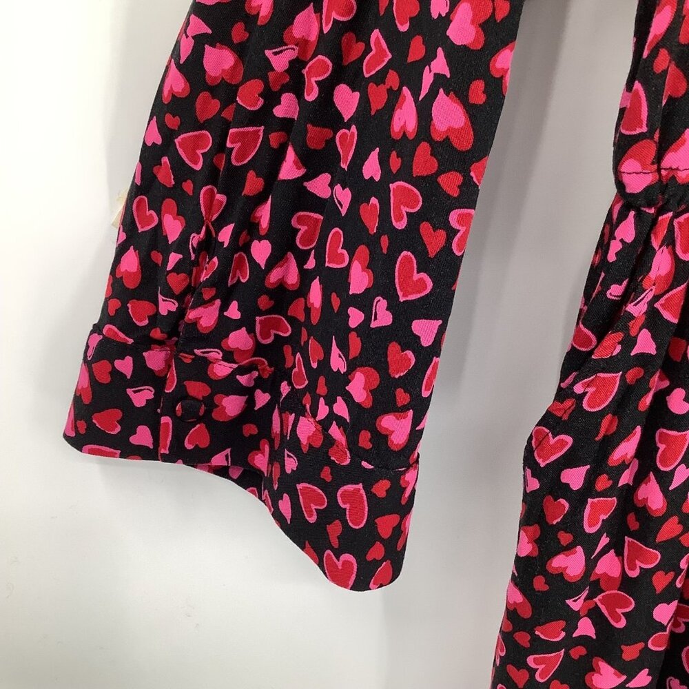 TORRID Dress Women's Plus 2X Black Pink Red Heart Print Zip Rayon - Picture 5 of 8